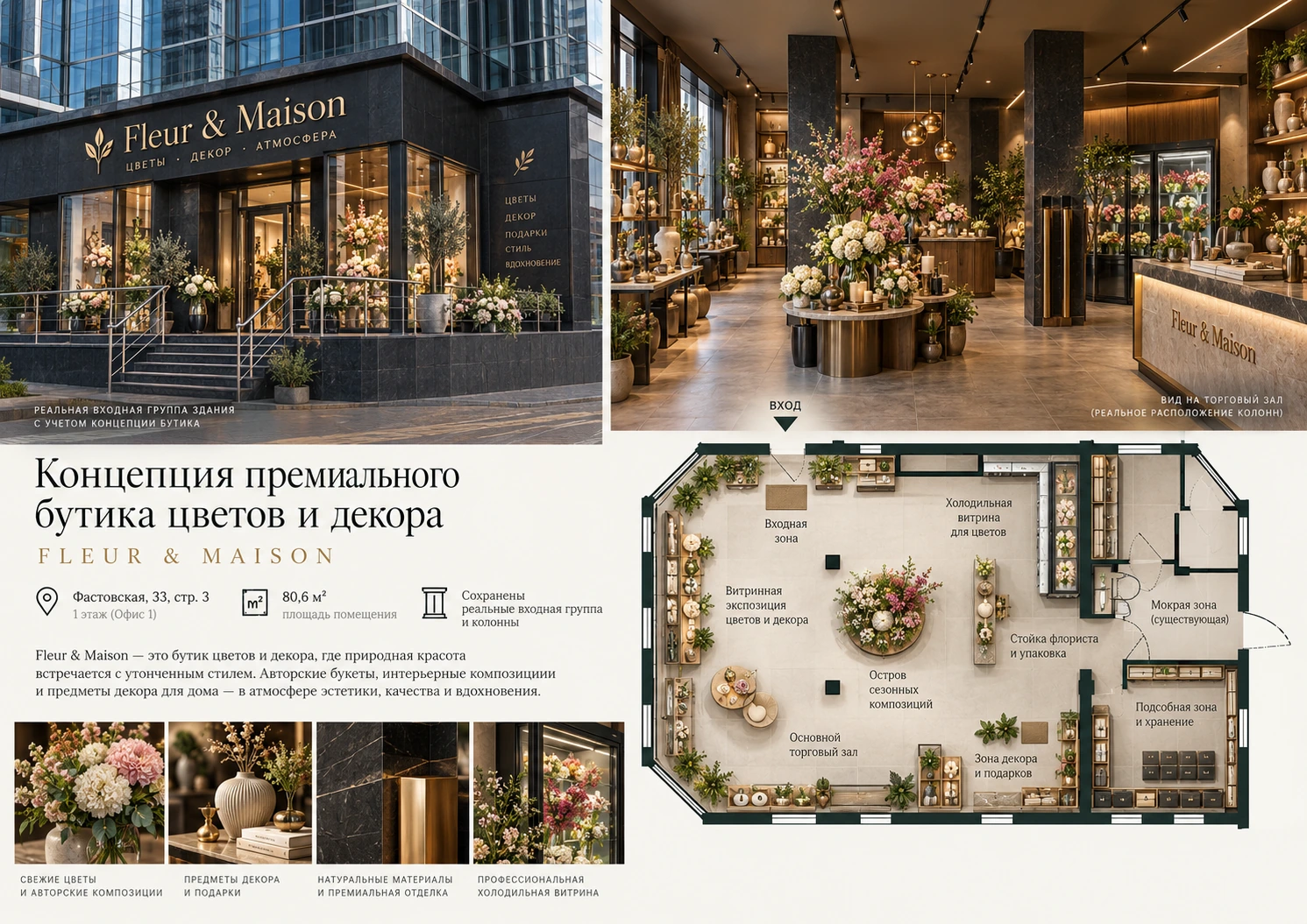 Концепция возможного оформления — бутик цветов и украшений Fleur & Maison